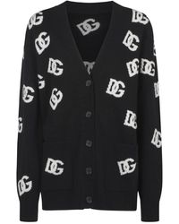 Dolce & Gabbana - Cárdigan monograma dg marrón y blanco - Lyst