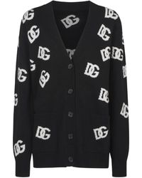 Dolce & Gabbana - Cardigan monogramma dg marrone e bianco - Lyst