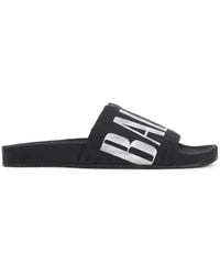Balenciaga - Schwarze Flauschige Baumwoll-Slip-On-Sandalen - Lyst