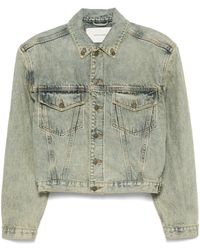 Entire studios - Overhemden ,Blauw ,Denim Shrunken Denim Jacket Surface Wave - Lyst