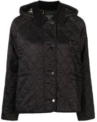 Barbour - Abrigo acolchado negro con capucha desmontable - Lyst