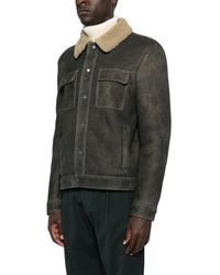 Salvatore Santoro - Graue Lederjacke Mit Klappentaschen - Lyst