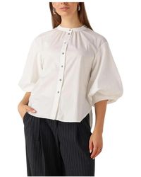 Summum - Overhemden ,Wit ,Katoen Witte Katoenen Stretch Blouse - Lyst