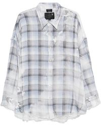 R13 - Overhemden ,Blauw ,Katoen Shredded Seam Drop Neck Shirt - Lyst