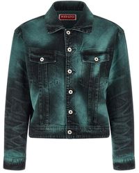 KENZO - Jassen ,Groen ,Katoen Boke Heart Oversized Truckerjack - Lyst