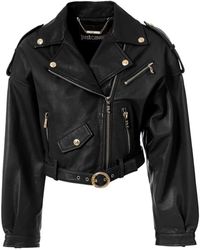 Just Cavalli - Jassen ,Zwart ,Leer Leren Jas - Lyst