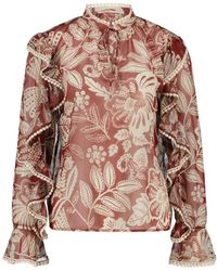Ouí - V-Hals Blouse Met Ruffles - Lyst