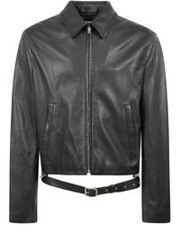 Acne Studios - Zwarte Leren Jas Met Rits - Lyst
