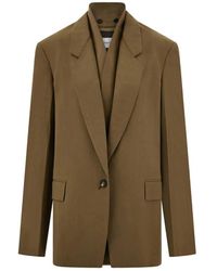 Ferragamo - Jassen ,Bruin ,Rayon Bruine Jas Met Klepzakken En Achter Split - Lyst