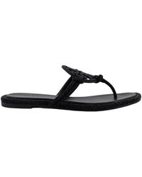 Tory Burch - Zwarte Strass Sandalen Met Leren Zool - Lyst