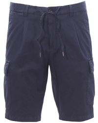 BRIGLIA - Blaue cargo leinen baumwolle shorts - Lyst