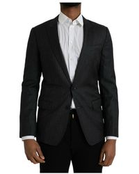 Dolce & Gabbana - Kostuums ,Zwart ,Wol Zwart Gestreepte Jas Blazer - Lyst