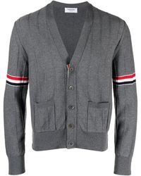 Thom Browne - Woll Relaxed V-Ausschnitt Armband Strickjacke - Lyst
