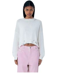 Marni - Truien & Vesten ,Wit ,Katoen Logo Motief Sweater - Lyst