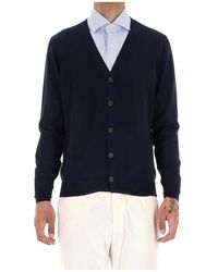 Drumohr - Truien & Vesten ,Blauw ,Wol Blauwe Cardigan Sweater Super 140's Lana - Lyst