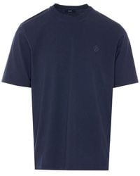 Herno - Cotton T-Shirt Met Logo-Borduursel - Lyst