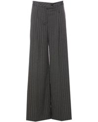 Liu Jo - Grijze Gestreepte Flared Broek - Lyst
