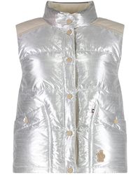 Moncler - Jassen ,Grijs ,Katoen Pinchot Lamé Down Vest - Lyst