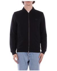 Fred Perry - Zip Through Collared Sweatshirt - Lyst