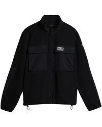 Napapijri - Fitness ,Zwart ,Polyester Zip-Up Fleece Jacket Streetwear Stijl - Lyst