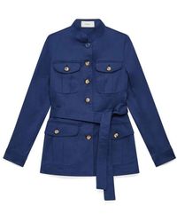 Maliparmi - Jassen ,Blauw ,Katoen Stretch Katoen Gewatteerde Jas - Lyst