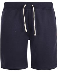 Ralph Lauren - Shorts in misto cotone blu navy con motivo polo pony - Lyst
