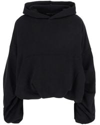 Dries Van Noten - Hoodies & Sweatvesten ,Zwart ,Katoen Zwarte Hoodie Met Pofmouwen Van Katoen Vrouw - Lyst