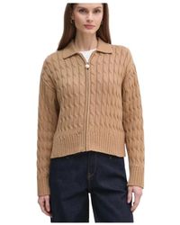 Tommy Hilfiger - Truien & Vesten ,Katoen Boxy Fit Cardigan Met Rits En Gedraaid Detail - Lyst