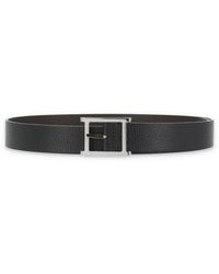 Orciani - Zwart Pebble Leren Omkeerbare Riem - Lyst