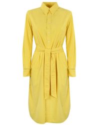Ralph Lauren - Vestido amarillo de camisa con mangas largas - Lyst