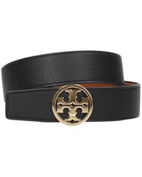 Tory Burch - Accessoires ,Zwart ,Leer Omkeerbare Zwarte Leren Casual Riem - Lyst