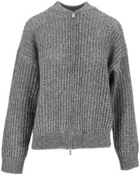 Peserico - Truien & Vesten ,Grijs ,Wol Vest Met Rits - Lyst