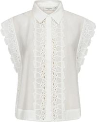 Copenhagen Muse - Elegante Witte Blouse Met Kant - Lyst