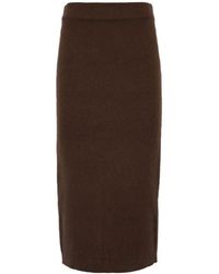 Twinset - Rokken ,Bruin ,Wol Geribbelde Gebreide Midi Rok - Lyst
