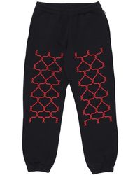 Iuter - Broeken ,Zwart ,Katoen Zwarte Fleece Trainingsbroeken Elastische Taille - Lyst