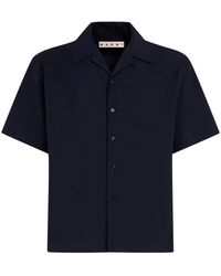 Marni - Overhemden ,Blauw ,Wol Tropical Wool Bowling Shirt - Lyst