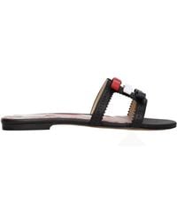 Thom Browne - Zwarte Leren Slippers Sandalen - Lyst