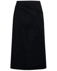 Silvian Heach - Rokken ,Zwart ,Polyester Midi Rok Met Asymmetrische Snit - Lyst