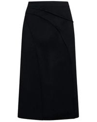 Silvian Heach - Rokken ,Zwart ,Polyester Midi Rok Met Asymmetrische Snit - Lyst
