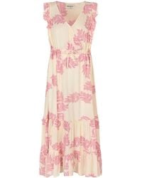 Lolly's Laundry - Elegantes Blattmuster Midi Kleid Rosa - Lyst