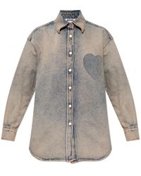 Moschino - Overhemden ,Grijs ,Denim Denim Shirts - Lyst
