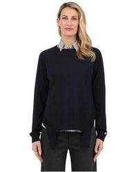 MEIMEIJ - Truien & Vesten ,Zwart ,Wol Asymmetrische Crew Neck Top - Lyst