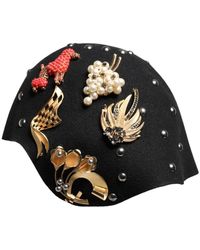 Dolce & Gabbana - Schwarzer Wollverzierter Cloche-Hut - Lyst