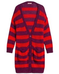 Twinset - Truien & Vesten ,Rood ,Gestreepte Maxi Cardigan - Lyst