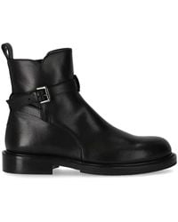 Guglielmo Rotta - Schoenen ,Zwart ,Zwarte Leren Enkellaars Met Gesp - Lyst