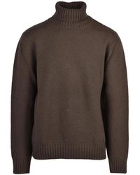 Eleventy - Truien & Vesten ,Bruin ,Wol Maglione Collo Alto - Lyst