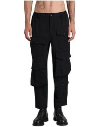 Comme des Garçons - Broeken ,Zwart ,Wol Zwarte Cargobroek Met Meerdere Zakken - Lyst