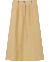 Pomandère - Falda de algodón y lino con botones diagonales - Lyst