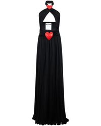 Moschino - Kleedjes ,Zwart ,Lange Zwarte Jurk Met Rode Details - Lyst