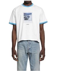 Versace - Tops ,Wit ,Katoen Bedruikt Katoen-Jersey T-Shirt Met Regular Fit - Lyst
